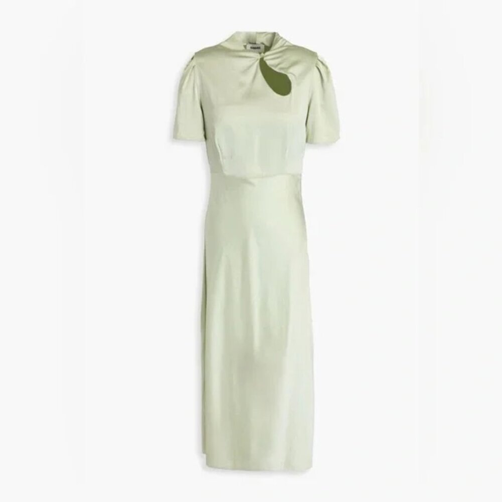 NEW  SANDRO Rachel Satin Midi Dress mint Green Size
